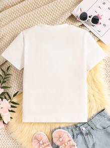 女孩万圣节搞笑鬼魂休闲 T 恤 - 白色 - 查看 2