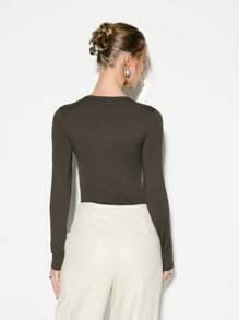 KIZN Essential Long Sleeve Thong Bodysuit Base Layer Basic Foundation Piece Perfect Layering Skin-Tight Top Ultra Smooth All-Season Wear