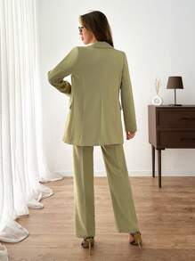 EURMUSE 女士橄榄绿色优雅套装 - 橄欖綠 - 查看 6