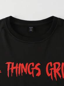 ROMWE MEN Street Life Men Vintage Figure & Letter Graphic Streetwear T-Shirt, Concert Top - Black - View 3