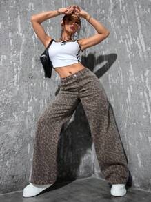 SHEIN PETITE 女士休闲牛仔裤，时尚简约，适合日常穿着 - 棕色 - 查看 2