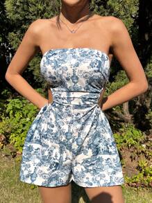 SHEIN EZwear 印花编织女士抹胸连体裤，新款假日 - 彩色 - 查看 7