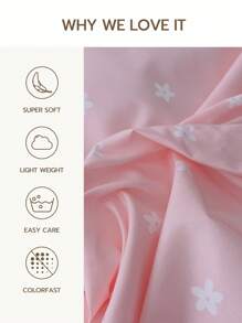 4 Stück 100% Polyester Blumen Bettwäsche Set (2 Kissenbezüge + 1 Flachbettlaken + 1 Spannbettlaken), modernes Polyester Bettwäsche Set für alle Jahreszeiten
