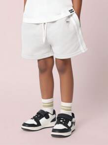 SUMWON Athletic Boys Long Side Tape Shorts Workout Training Running Active Wear Moisture Wicking Sports Gym School Uniform Basketball Shorts With Elastic Waistband - Grey - View 3