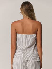 Forever 21 Women Asymmetrical Hem Striped Casual Camisole Tops, Summer