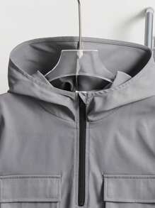 SHEIN Leap Crew 2pcs Tween Boy Korean Style Loose Casual Utility Pocket T-Shirt + Hooded Vest + Shorts 3-Piece Set, Suitable For Outings, School, Festivals, Parties, And Home Use, Spring And Summer