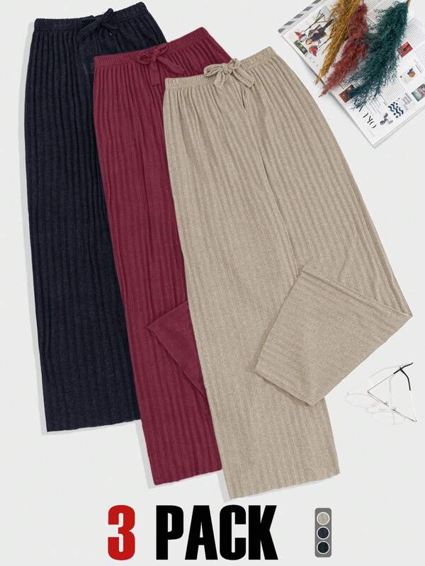 RueChic 100% bawełny 3-częściowy komplet spodni z dzianiny