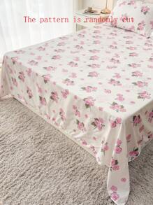 1pc Flowers Pattern Flat Sheet, Lightweight & Breathable, Soft & Skin-Friendly