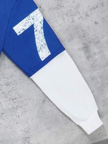 Teen Boys' Casual Minimalist Long Sleeve Sweatshirt, Daily Wear - Blue - View 3