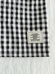 Vintaside Kids Baby Boy Holiday Outfits Christmas Casual Outfits Summer Two-Color Black And White Checkered Short-Sleeved Shirt Shorts Two Suits, Lapel Design Adds A Sense Of Formality