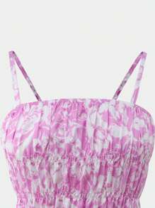 SHEIN Explorewe 2pcs/Set Teen Girls Floral Print Ruffle Camisole And Mini Skirt Casual Outfit, Spring Clothes - Multicolor - View 4