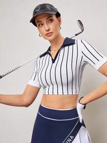 Activina Women's Casual Sports Polo Shirt, Minimalist Fashion For Daily Wear - Navy Blue - View 4
