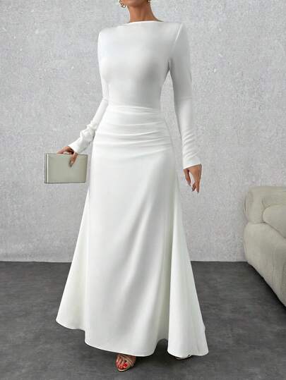 EURMUSE Pastel Blue Sleeve Detailed Blue Dress