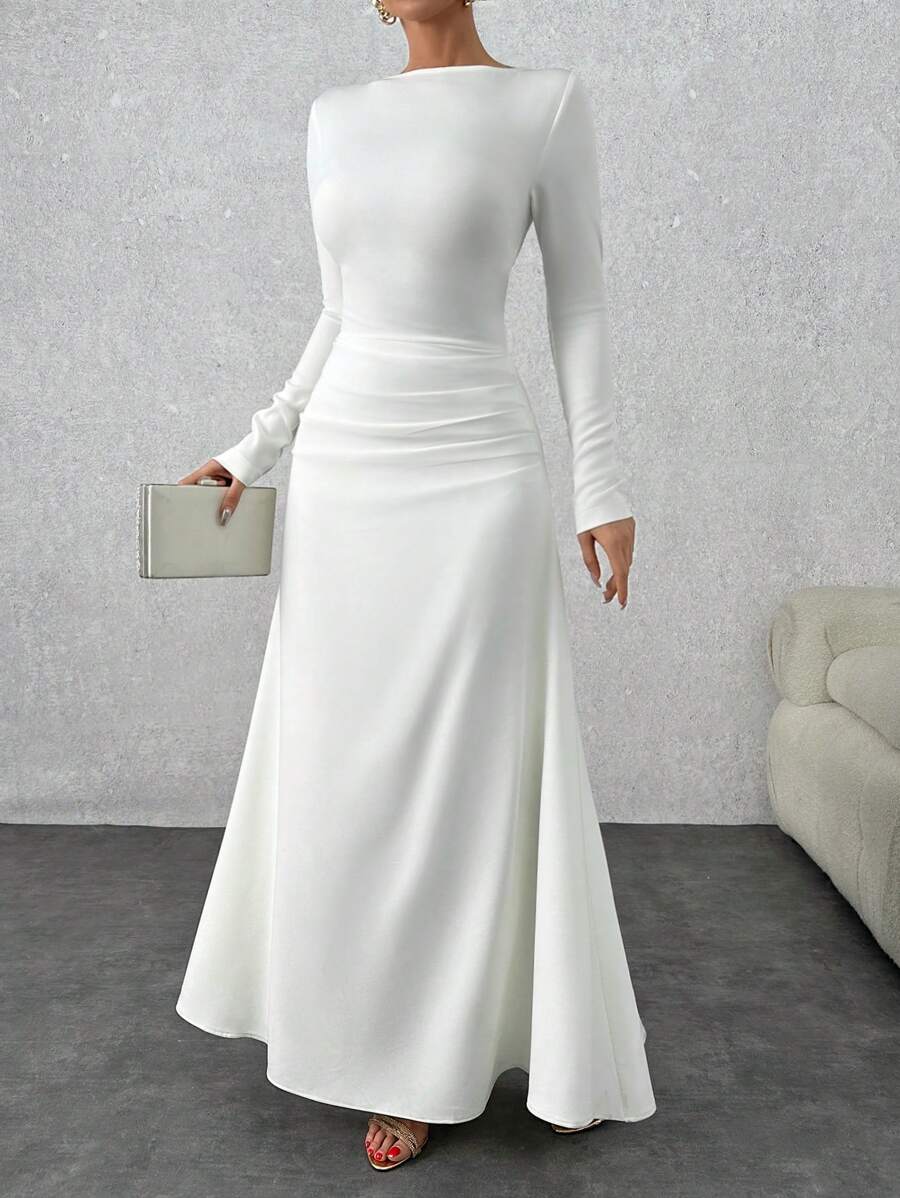 EURMUSE Pastel Blue Sleeve Detailed Blue Dress - White - View 1