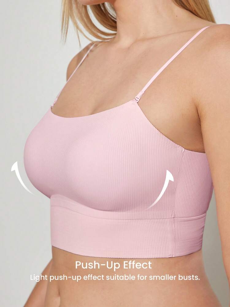 ドリームカーブ 2ndスキン ピンク ワイヤレス シームレス ビルトインブラ バックレス ラウンジ ベーシック スポーツ ワークアウト ランジェリー アウターウェア サイズフリーダム キャミソール チューブトップ タンクトップ アウトフィット コンフォート必需品 ティーンガール、若者、子供にも適しているブラフリーキャミ