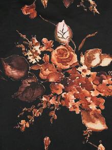 SHEIN Clasi Plus Size Women's Fitted Sexy Cross Strap Printed Dress - Multicolor - View 5