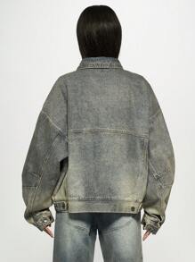 MISSGUIDED Chaqueta vaquera tipo camionero clásica, con estilo vintage, de corte holgado, construcción con pinzas, cierre con botones, para otoño e invierno, casual, de moda streetwear