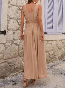 EURMUSE Cut Out Waist Sleeveless Dress - Apricot - View 2