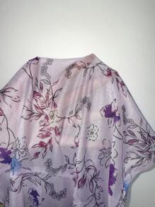 SHEIN WYWH 女士透明网眼花卉印花度假夏季性感俱乐部上衣 - 紫丁香色 - 查看 7