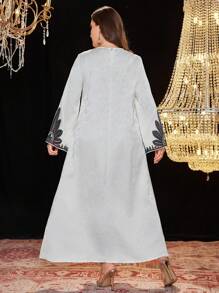 Al Najma Nuevo vestido largo de estilo árabe para tallas grandes, bordado con lentejuelas y rhinestones, bata indonesia/turca