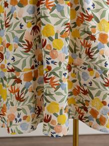 Soleia Plus Size Women's Spring Floral Print Tie-Waist Deep V-Neck Drawstring Vacation/Beach Midi Dress - Multicolor - View 7