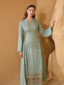 Al Najma Vestido con lazo de cintura con lentejuelas glamoroso para mujer, Kaftan y Jalabiya, Vestidos de noche lujosos para mujer, Modesto