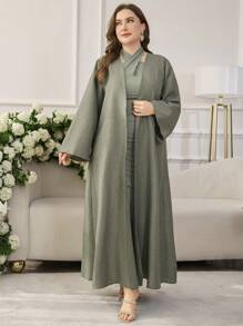 Modelyn 2 pièces Set de tenue bambou tricoté élégant grande taille - Vert - Voir 3