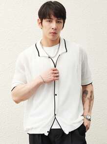 Manfinity CasualKnits Men's Casual Contrast Trim Short Sleeve Knit Top - Multicolor - View 4