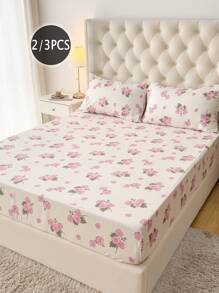 2/3 件花卉床笠套件（1 床笠 1/2 枕套 无被子）