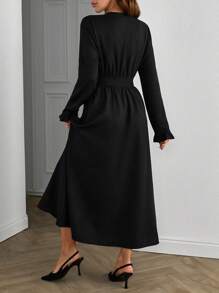 RueChic Women's Solid Long Sleeve Casual Dress