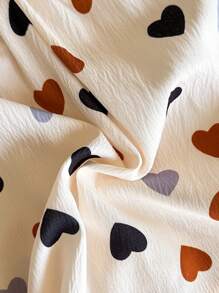 Vintaside Kids 1pc Baby Girl Cute Casual Heart Pattern Bow Decor Dress, Suitable For Summer, Outdoor And Holiday - Multicolor - View 7