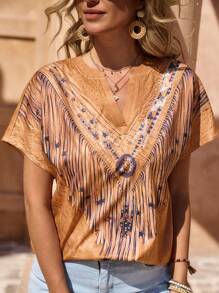 LanaWest 女士数码印花轻便夏季休闲衬衫