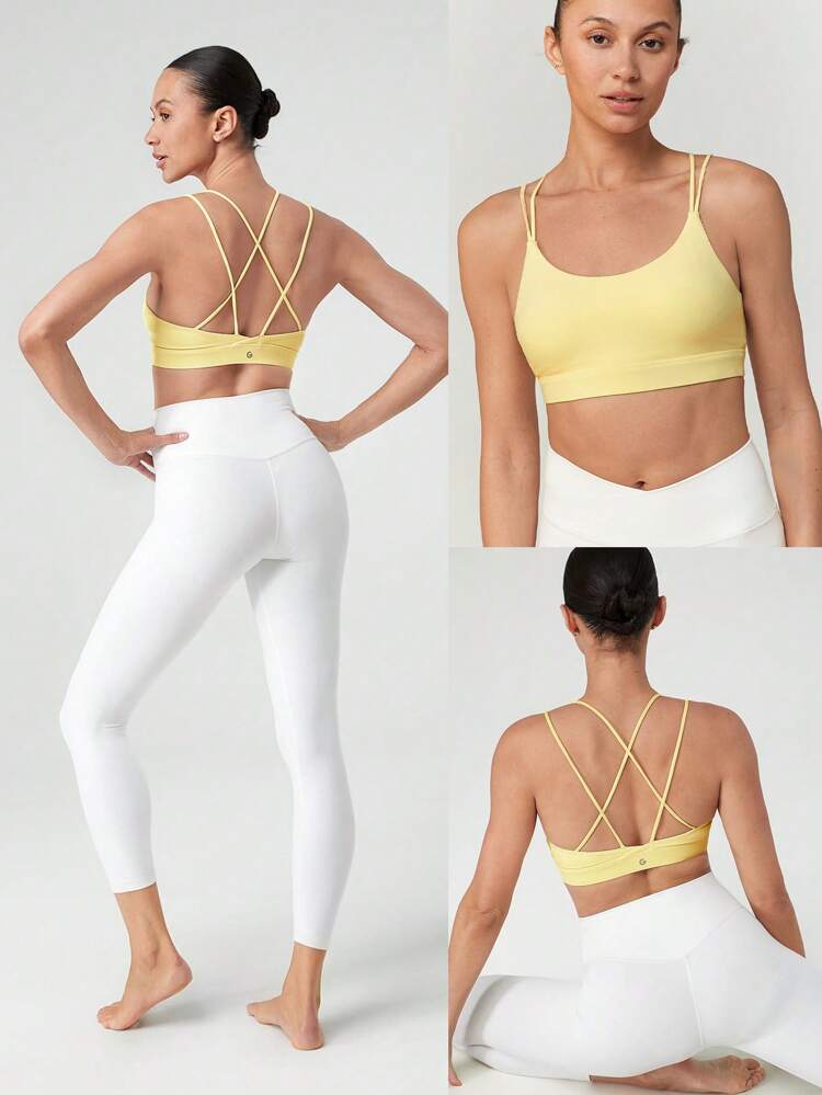 FeatherFit™ ストラップバック スポーツブラ レッドタンクトップ ローインパクトヨガ 日常使い