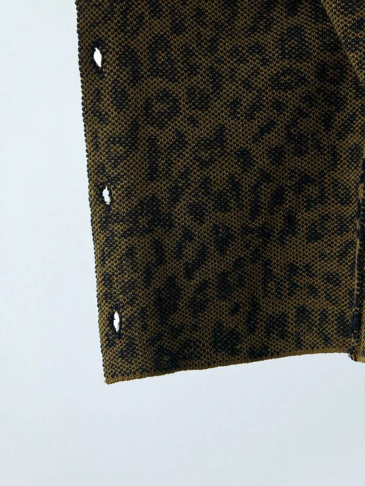 SHEIN Maija Women's Spring Casual Leopard Print Button Front Cardigan,Festival