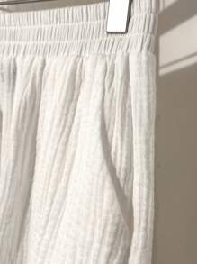 SHEIN Unity Vacation Casual Loose Textured Cotton Camisole & Shorts Suit For Women