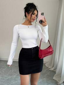 Chiquease New Slim-Fit Sexy Vintage High-End Cozy Knitted Pullover Long Sleeve Sweater For Women, Spring/Autumn Fall Winter - White - View 1