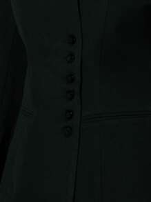 KIZN Professional Bold Shoulder Tailored Blazer With Asymmetric Button Closure, Office Work Business Conference Interview Formal Wear Blazer, Spring Fall Winter Outerwear - Black - View 4