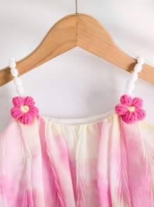 Genkimix Kids 2pcs/Set Setelan Camisole dan Celana Pendek Gradien Lucu untuk Anak Perempuan, Cocok untuk Santai Musim Panas dan Liburan, Setelan Musim Panas untuk Anak Perempuan Muda - Berwarna merah muda - View 4