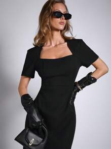 COSMINA Elegante vestido largo rojo para fiesta/oficina de mujer, primavera/verano