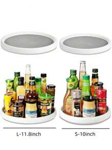 1 pièce Organisateur Turntable Slouchy Susan, Turntable Slouchy Susan pour le placard de la cuisine, organisateur de placard de cuisine, organisation et rangement de la réserve - blanc/gris