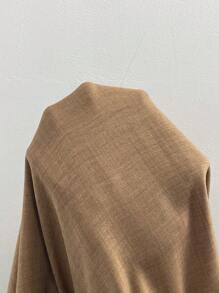 Modelyn Plus Size Casual Solid Color Wrap Shirt & Skirt 2 Pieces Set - Khaki - View 9