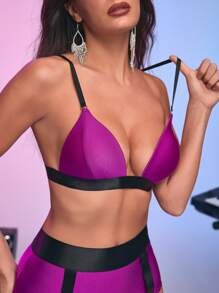 Menodora SHEIN Sport Shiny Nylon Pole Dancing Sports Bra For Women