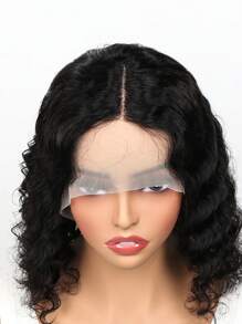 短髮深曲人髮波波頭假髮,深波浪型前花邊人髮假髮,女性巴西t型頭套假髮 - Natural Black - 查看 6