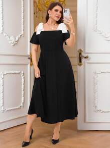 SHEIN Clasi 女士无袖修身紧身针织连衣裙，春夏 - 黑色 - 查看 4