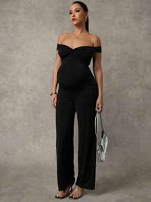 MaterniChic 孕妇露肩纯色连体裤