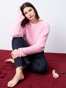 Maija Women's Spring Solid Color Crew Neck Pink Sweater For Casual Wear,Festival - Pink - View 1