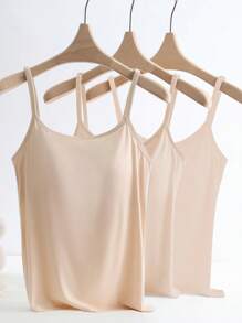 Chiquease 3pcs Anti-Flashing Seamless Camisole With Built-In Padded Bra, Comfortable Strap
