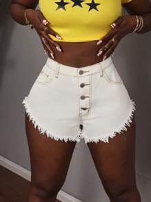 SHEIN SXY Damen einfache modische Lässig Denim Shorts für den Alltag