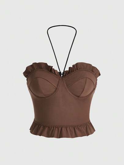 Hippie Top de tirantes con espalda de nadador con cuentas, estilo boho occidental para mujer