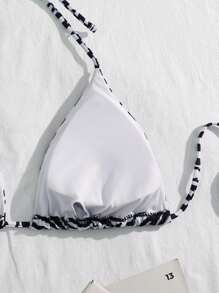 SHEIN Swim Curve Bikini tam giác gợi cảm dây mảnh họa tiết da báo cỡ lớn 2025 dành cho nữ mùa hè - Đen và trắng - Xem 5